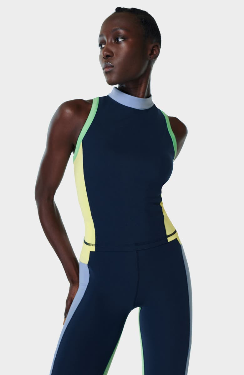 Sweaty Betty Power Zip Back Workout Crop Top, Alternate, color, Navy Blue Blue