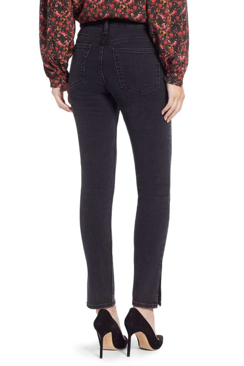 Slit Hem Skinny Jeans (Nordstrom Exclusive), Alternate, color, BLACK DARK VINTAGE