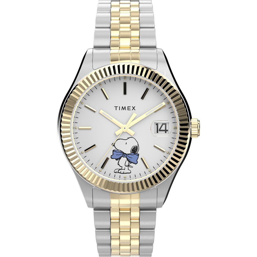 Timex ® X Peanuts® Legacy Two-tone Bracelet Watch, 34mm In Metallic