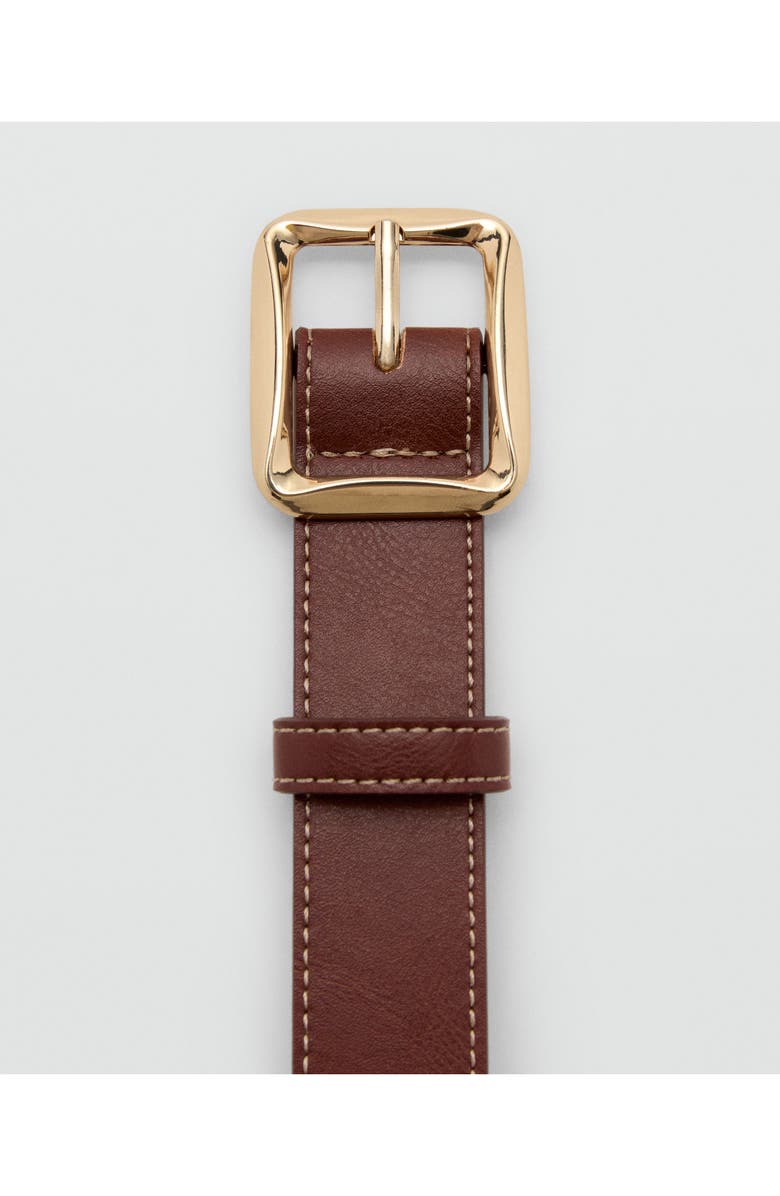 MANGO Square Buckle Belt, Alternate, color, Brown
