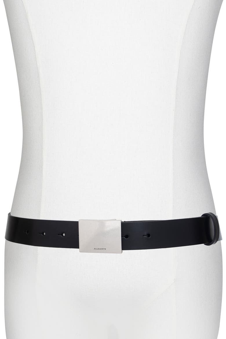 Lucas Plate Buckle Leather Belt, Alternate, color, BLACK