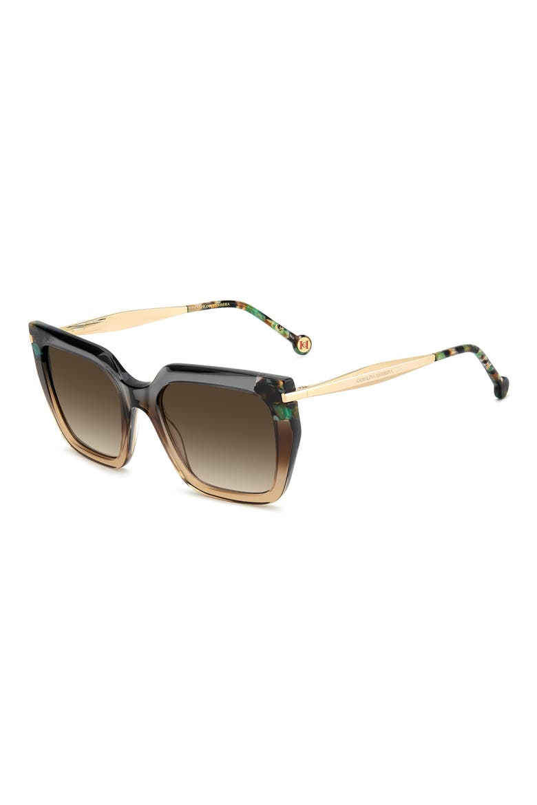55mm Rectangular Sunglasses, Alternate, color, BROWN SHADED GREY/ BROWN SF
