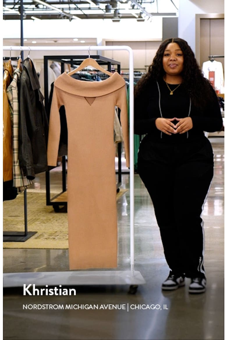 Cutout Off the Shoulder Long Sleeve Midi Sweater Dress video