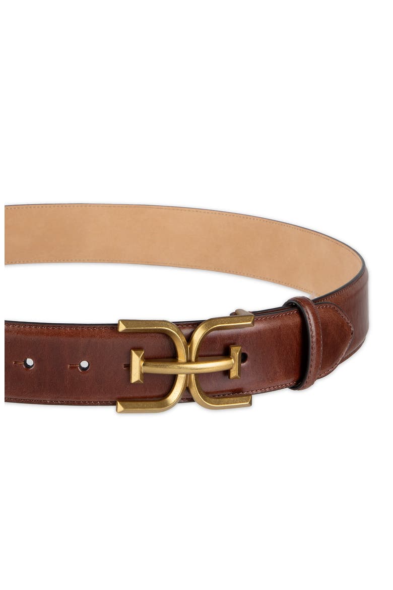 Logo Buckle Leather Belt, Alternate, color, BROWN