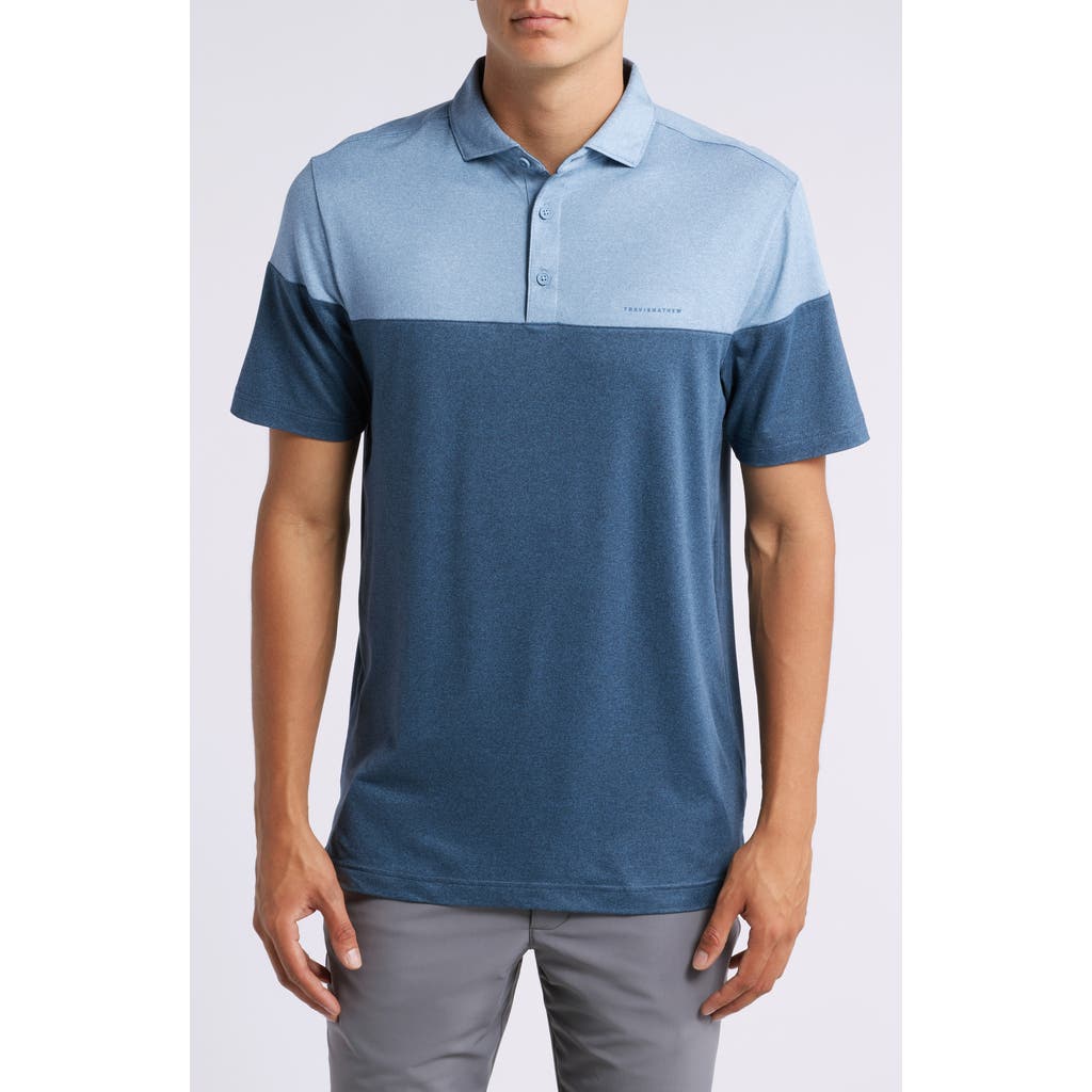 Travismathew Heater Pro Colorblock Performance Golf Polo In Dark Teal