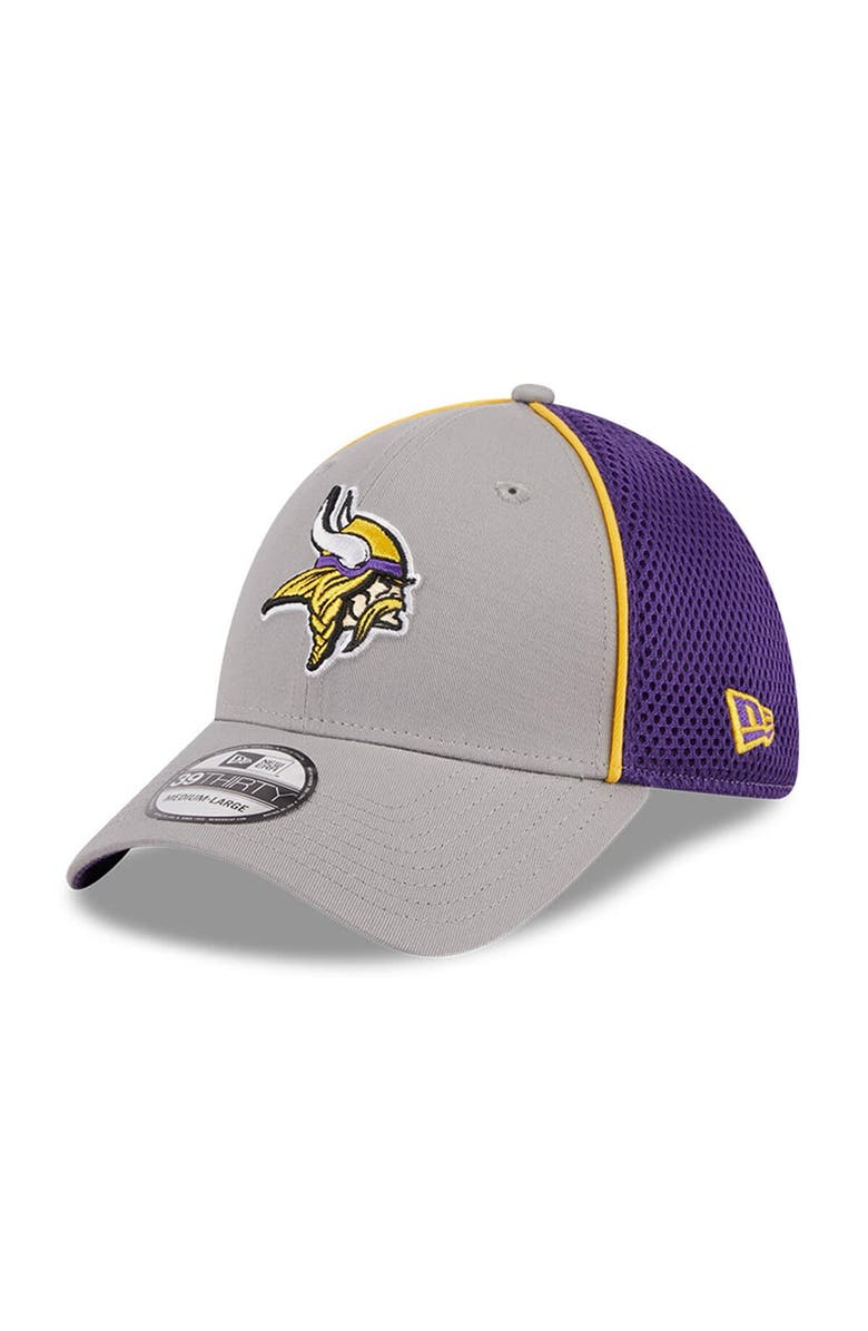 New Era Men's New Era Gray Minnesota Vikings  Pipe 39THIRTY Flex Hat, Main, color, 
