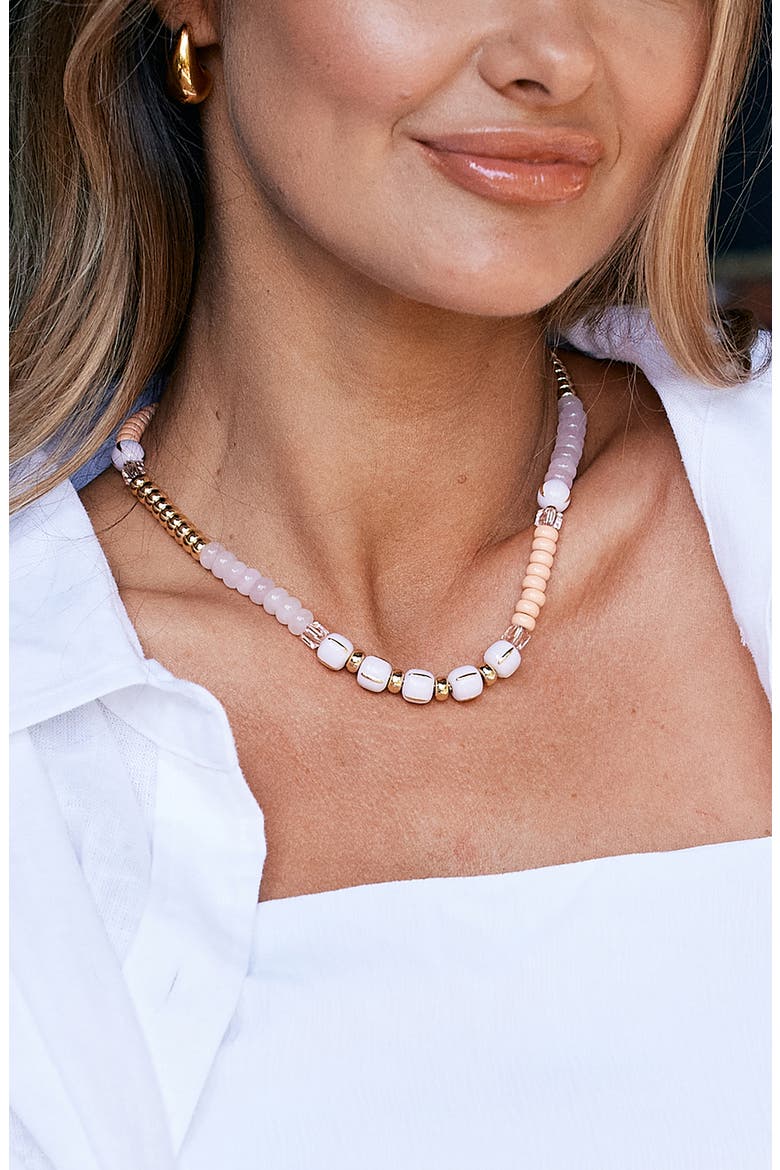 Paloma Beaded Necklace, Alternate, color, GOLD/ PINK