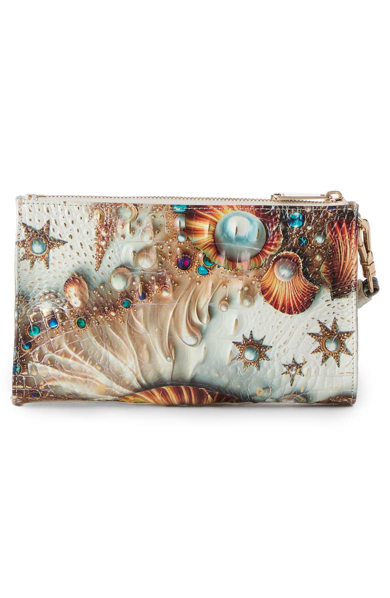 Brahmin Daisy Croc Embossed Leather Wristlet, Alternate, color, 