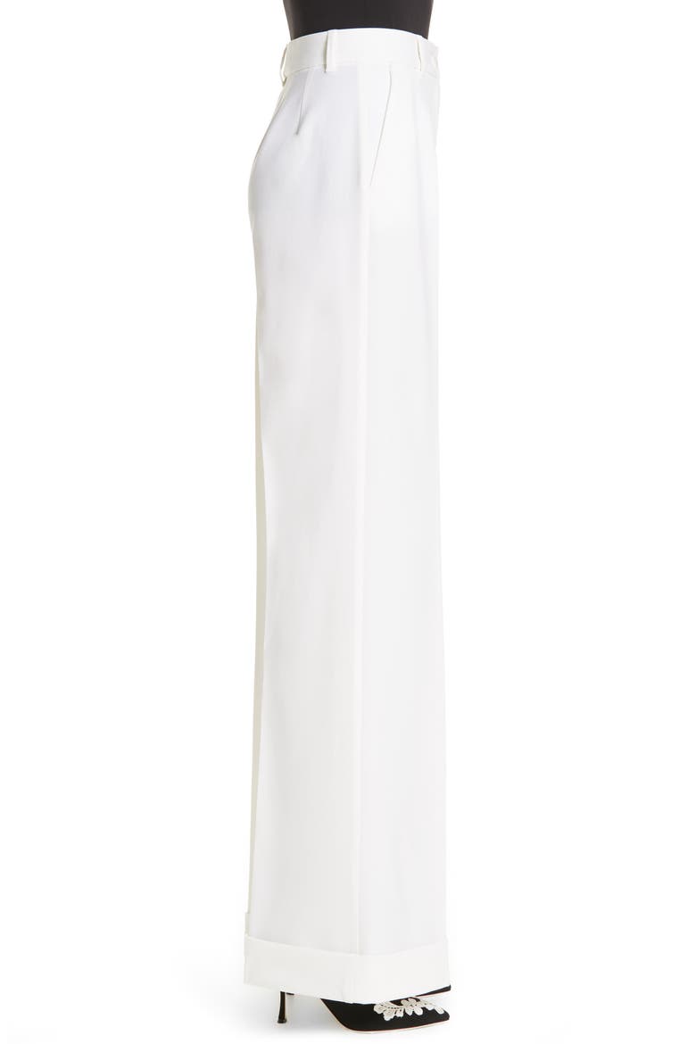 Wide Leg Cuff Wool Blend Pants, Alternate, color, WHITE