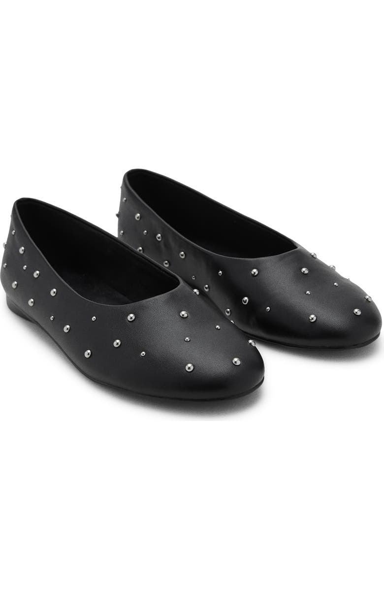 MANGO TEEN Studded Ballet Flat, Main, color, Black