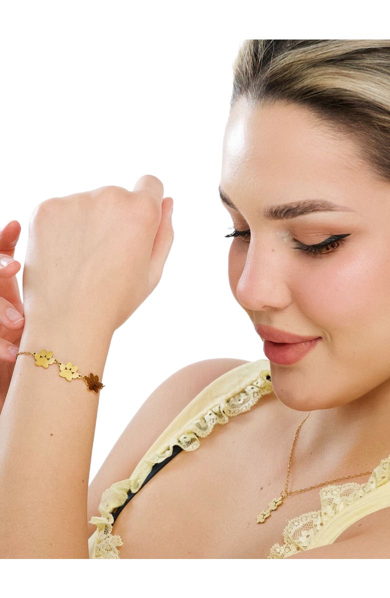 Hollywood Sensation EverPaw Double Paw Print Gold Plated Necklace, Alternate, color, Gold