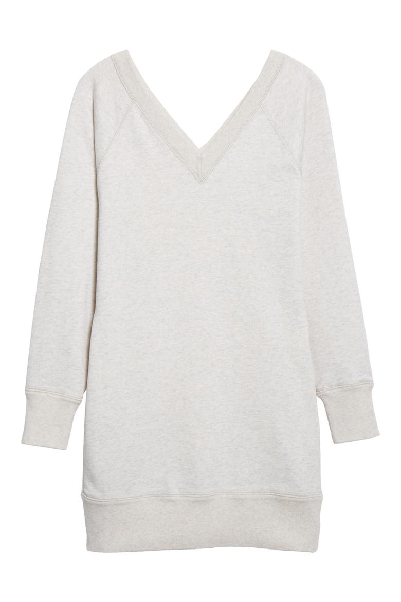 Manuela Long Sleeve V-Neck Sweatshirt Dress, Alternate, color, ECRU