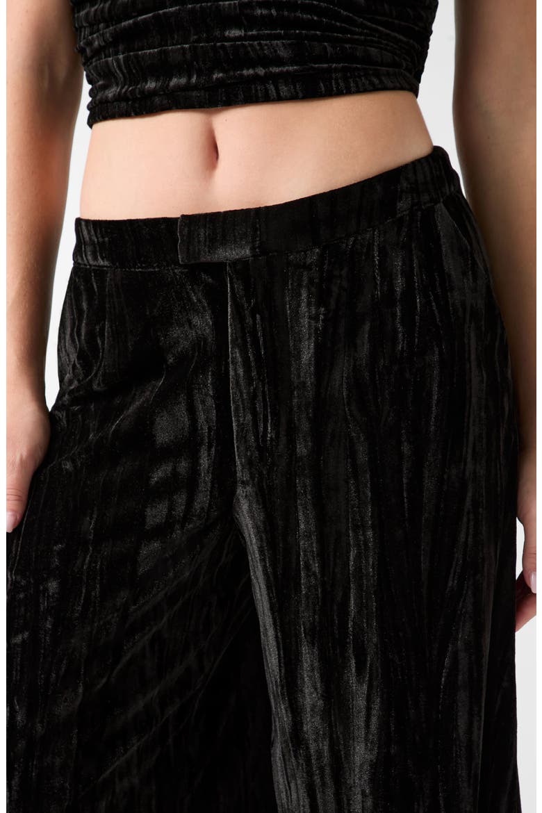 Arlowe Crushed Velvet Wide Leg Pants, Alternate, color, JET BLACK