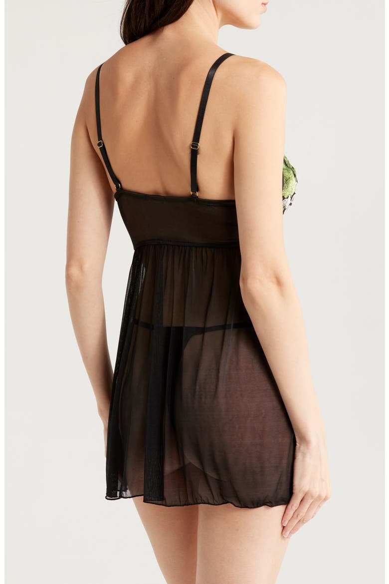 Lace & Mesh Babydoll, Alternate, color, HYDRANGEA NIGHT