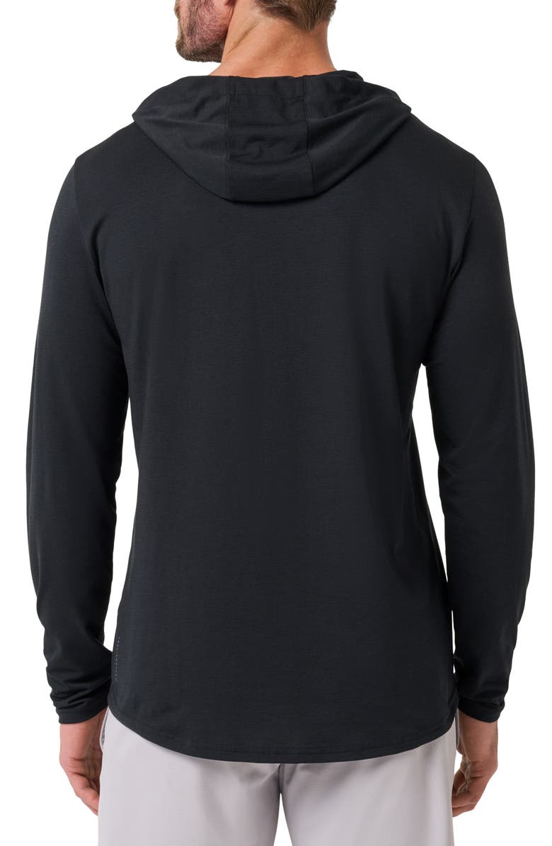 TravisMathew The Heater Series Hooded Long Sleeve Performance Jersey T-Shirt, Alternate, color, Black