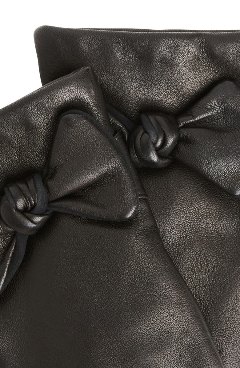 Bruno Magli Cashmere Lined Leather Bow Gloves, Alternate, color, 