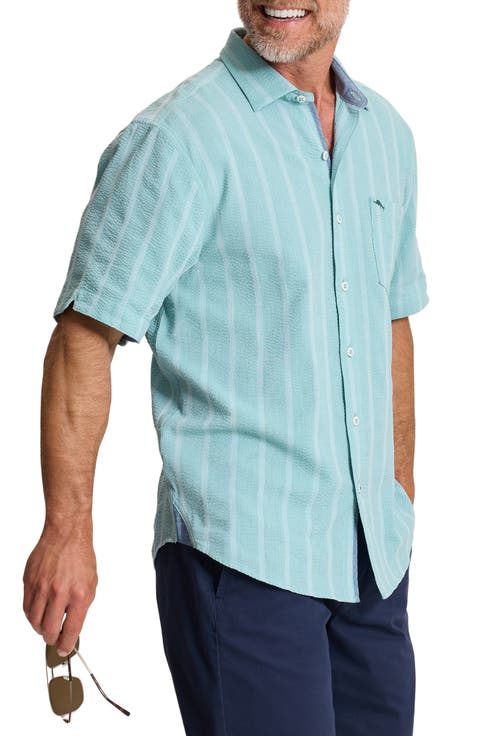 Nova Wave Short Sleeve Seersucker Button-Up Shirt