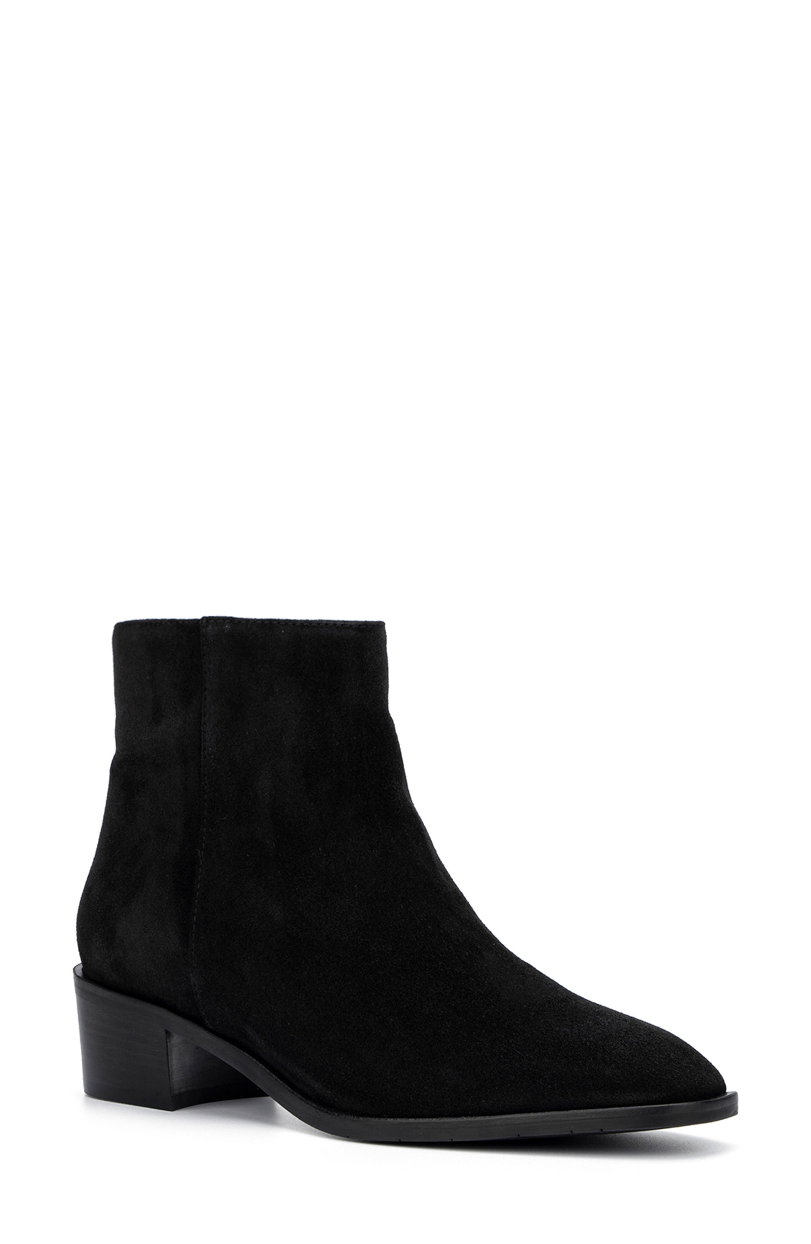 Aquatalia Reeta Luxe Weatherproof Suede Bootie, Main, color, Black