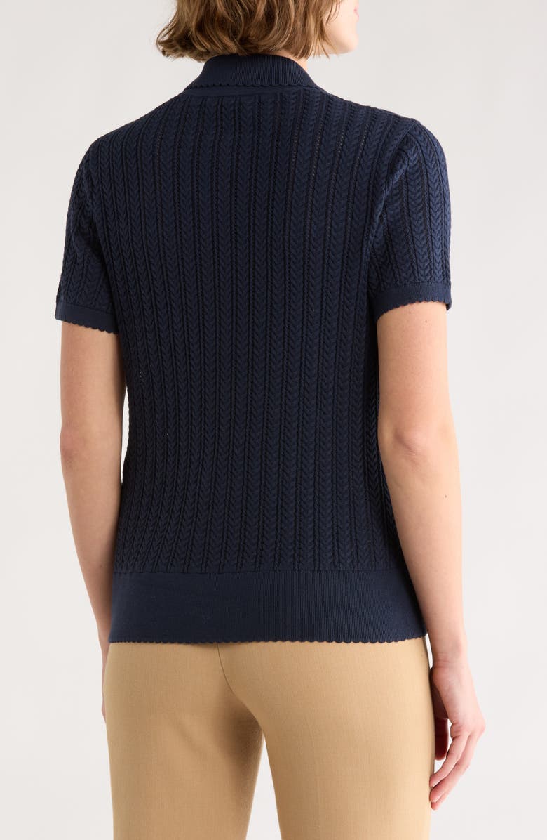 Brooks Brothers Pointelle Stitch Button-Up Polo, Alternate, color, Navy Blazer