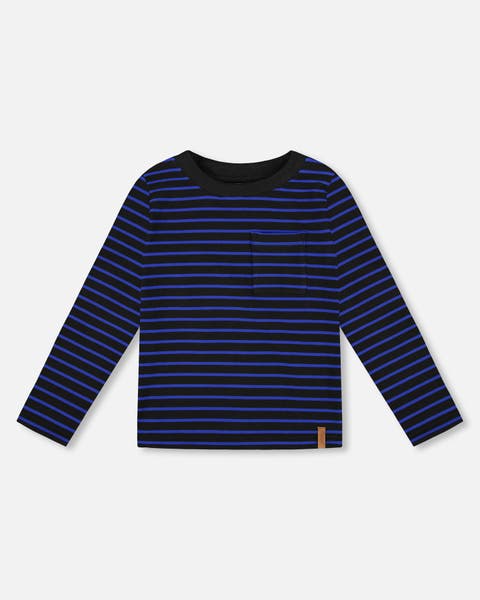 Long Sleeve Brushed Jersey Striped Tee (Little Kid & Big Kid)
