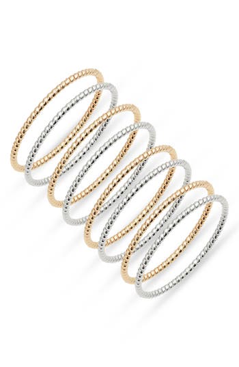 Nordstrom Set Of 7 Stacking Rings In Brown