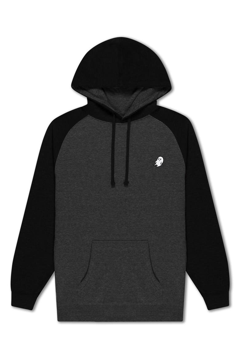 Mens Ghost Midweight Fleece Raglan Sleeve Hoodie, Main, color, Charcoal Black