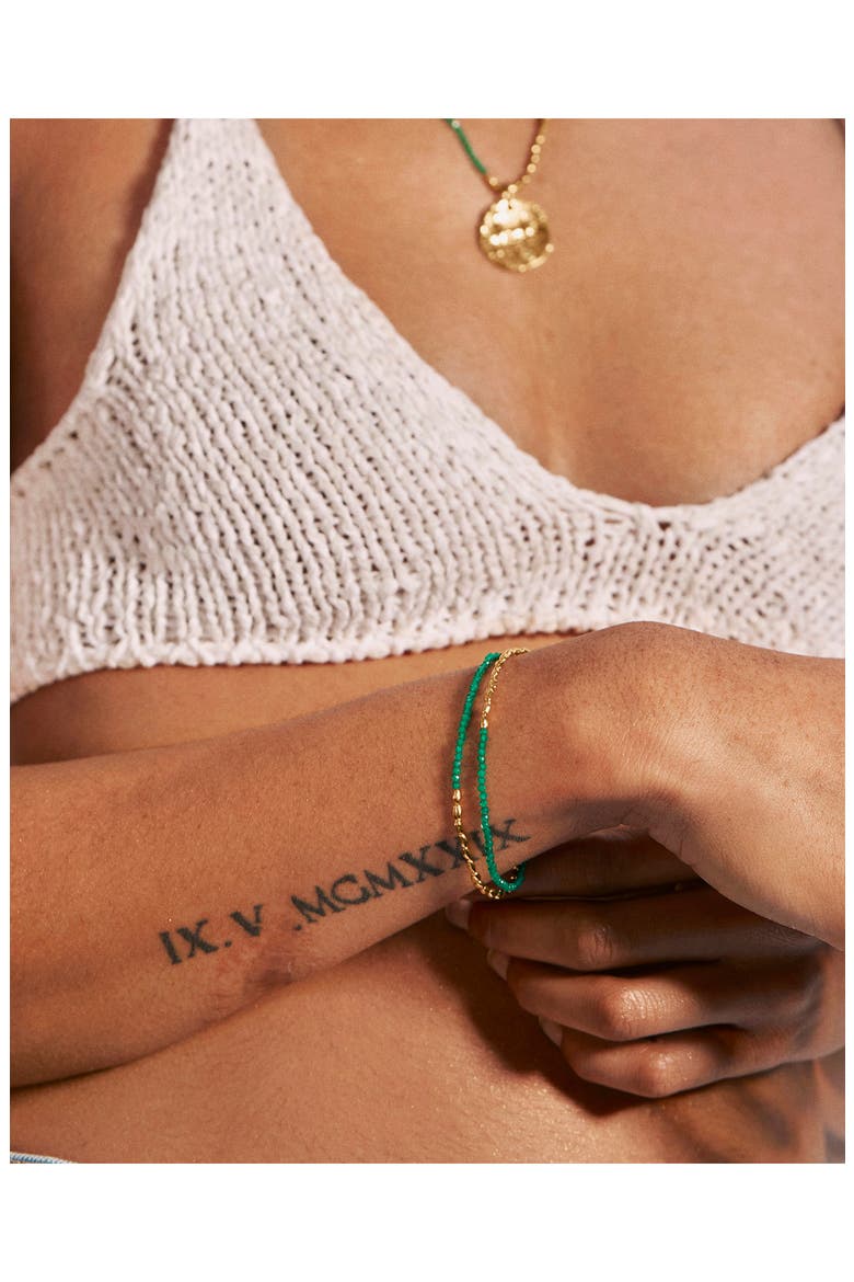 Mini Nugget Beaded Layered Bracelet, Alternate, color, 18CT GOLD VERMEIL/GREEN ONYX