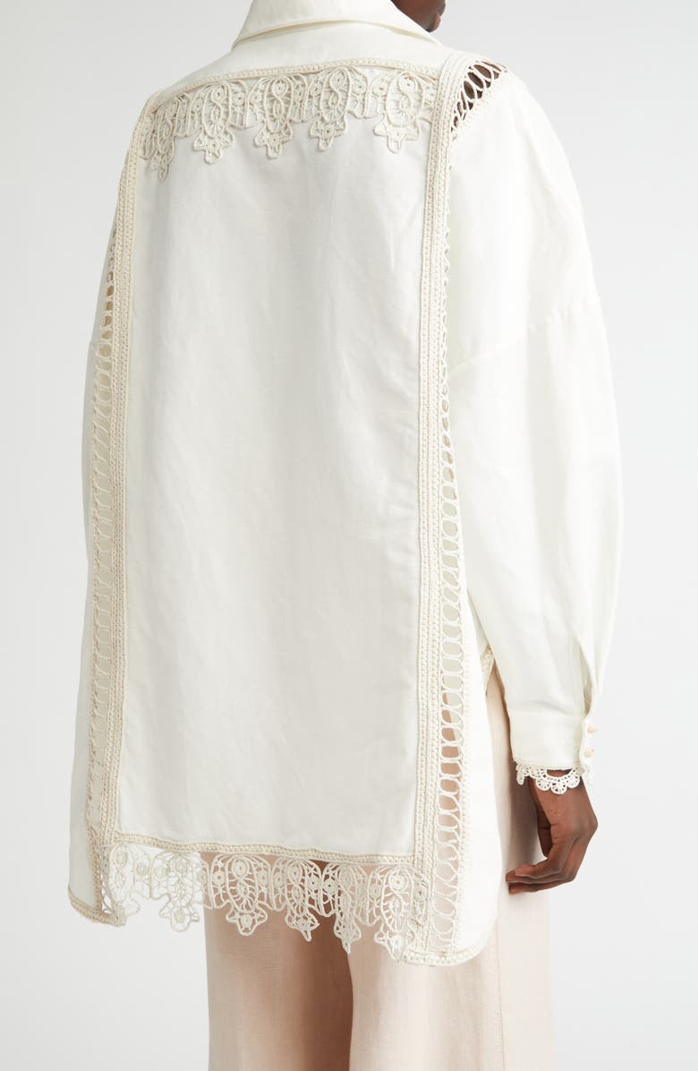Macramé Lace Trim Linen Shirt