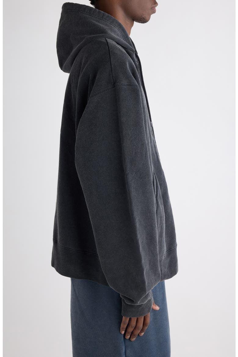 Oversize Zip-Up Graphic Hoodie, Alternate, color, 1041 FADED WASHED BLACK
