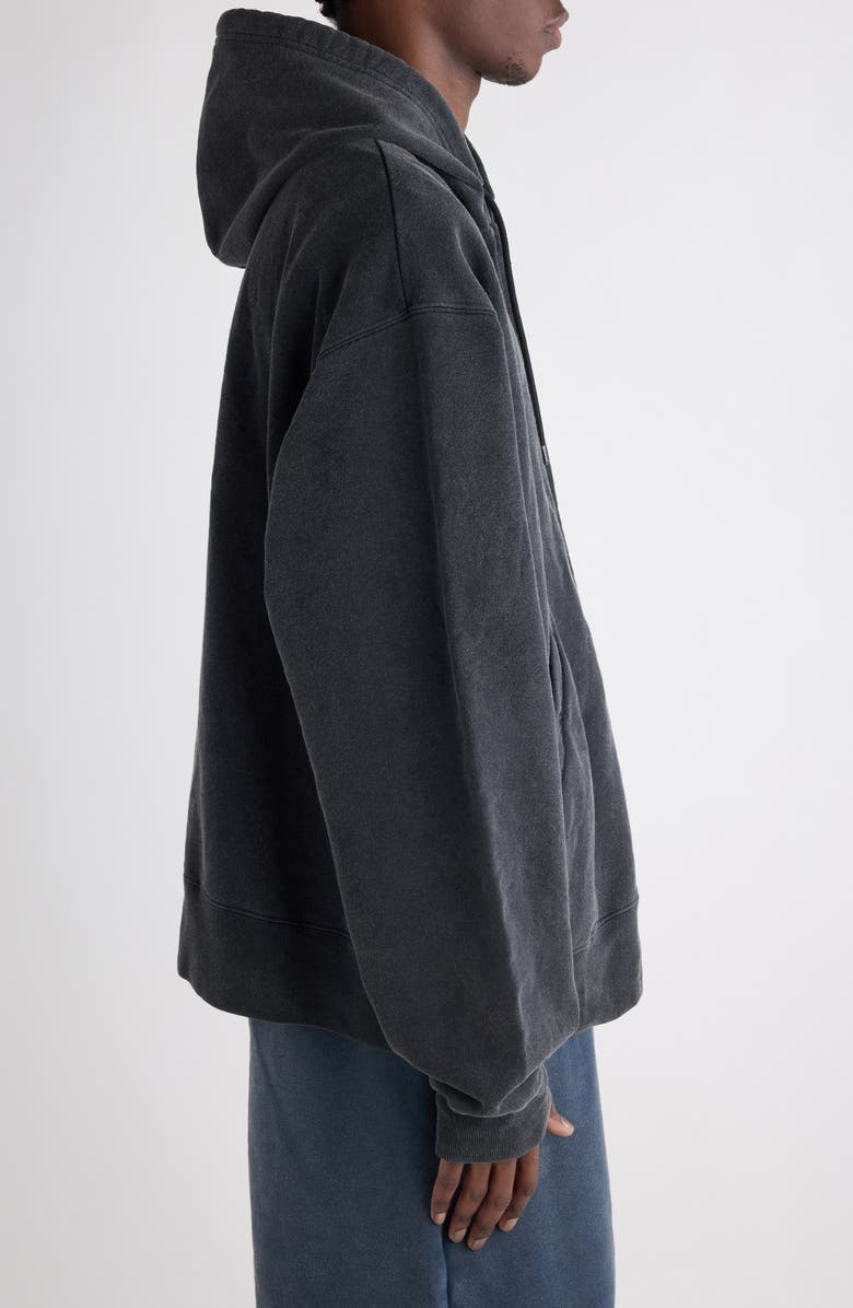 Balenciaga Oversize Zip-Up Graphic Hoodie, Alternate, color, 1041 Faded Washed Black