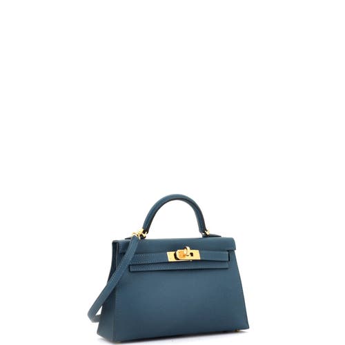 Pre-owned Hermes  Hermes Kelly Mini Ii Bag Blue Epsom With Gold Hardware 20 In Blue
