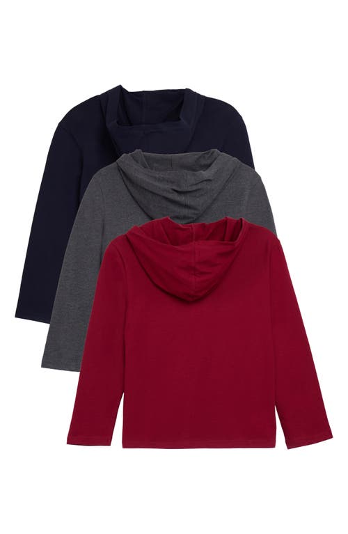 X-ray Xray Kids' 3-pack Hooded Long Sleeve Cotton T-shirts In Multi