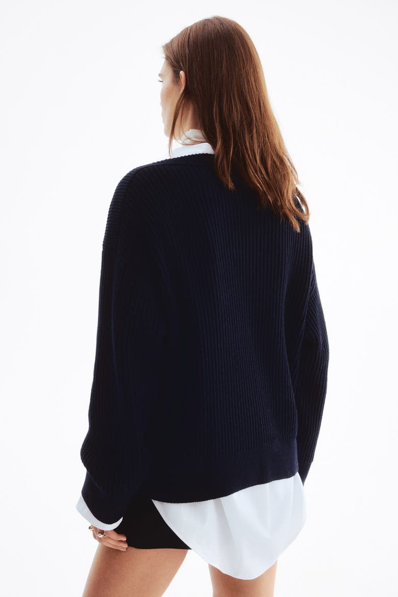 Oversized Wool-blend Jumper, Alternate, color, Navy blue