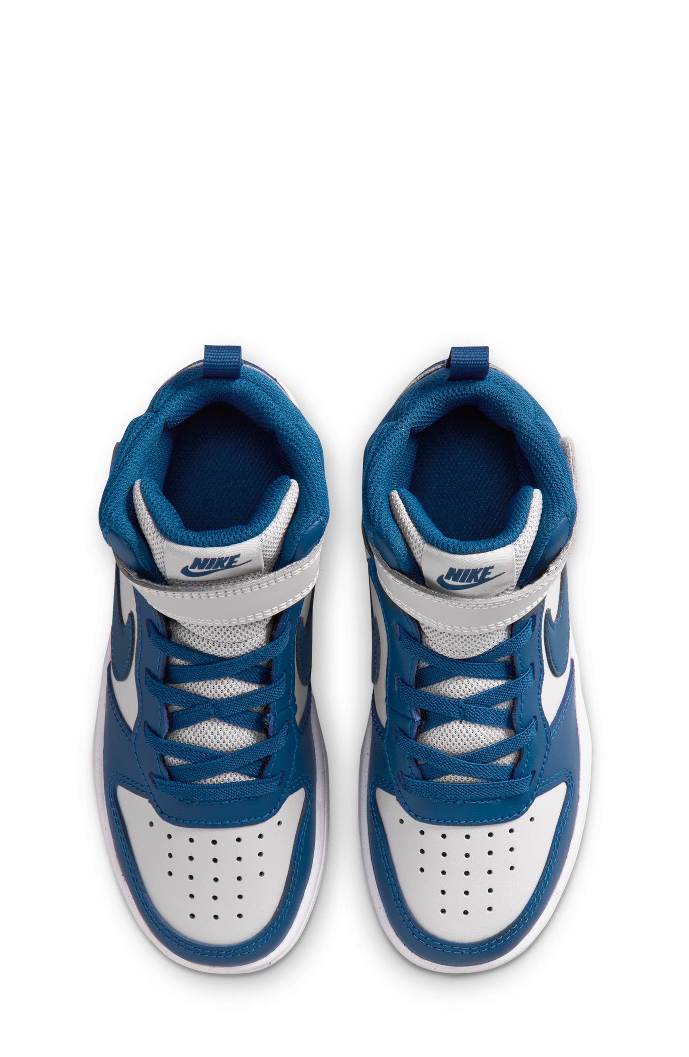 Nike Kids' Court Borough Mid 2 Basketball Shoe, Alternate, color, Light Grey/ Blue/ Dark Teal