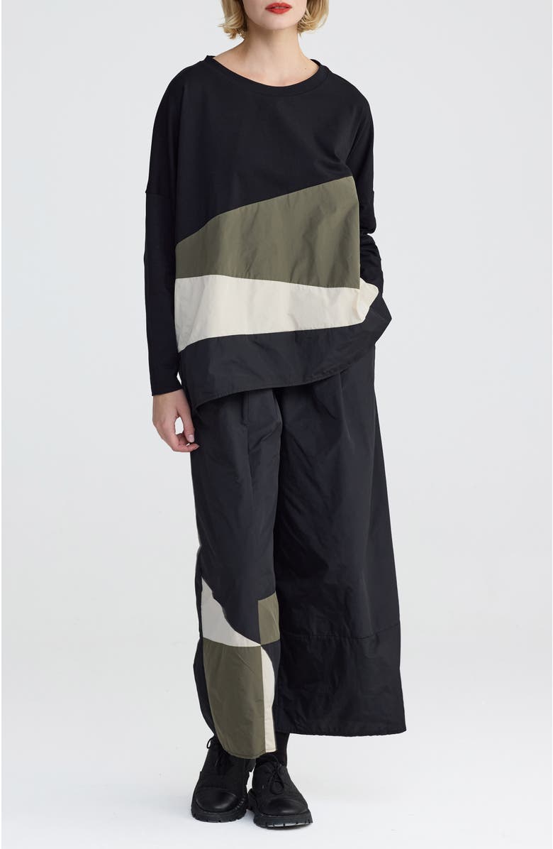 LUUKAA Brooklyn Cropped Graphic Pants, Alternate, color, Black