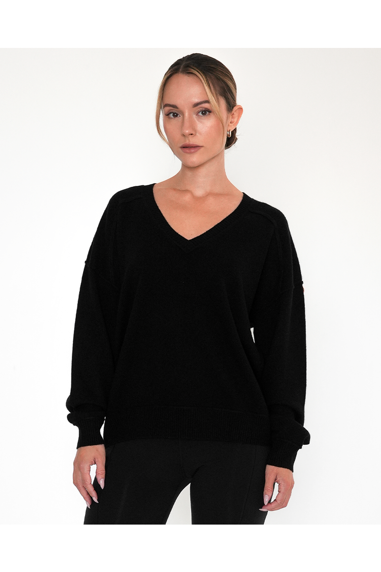 Nora V-Neck Cashmere Sweater, Main, color, Black