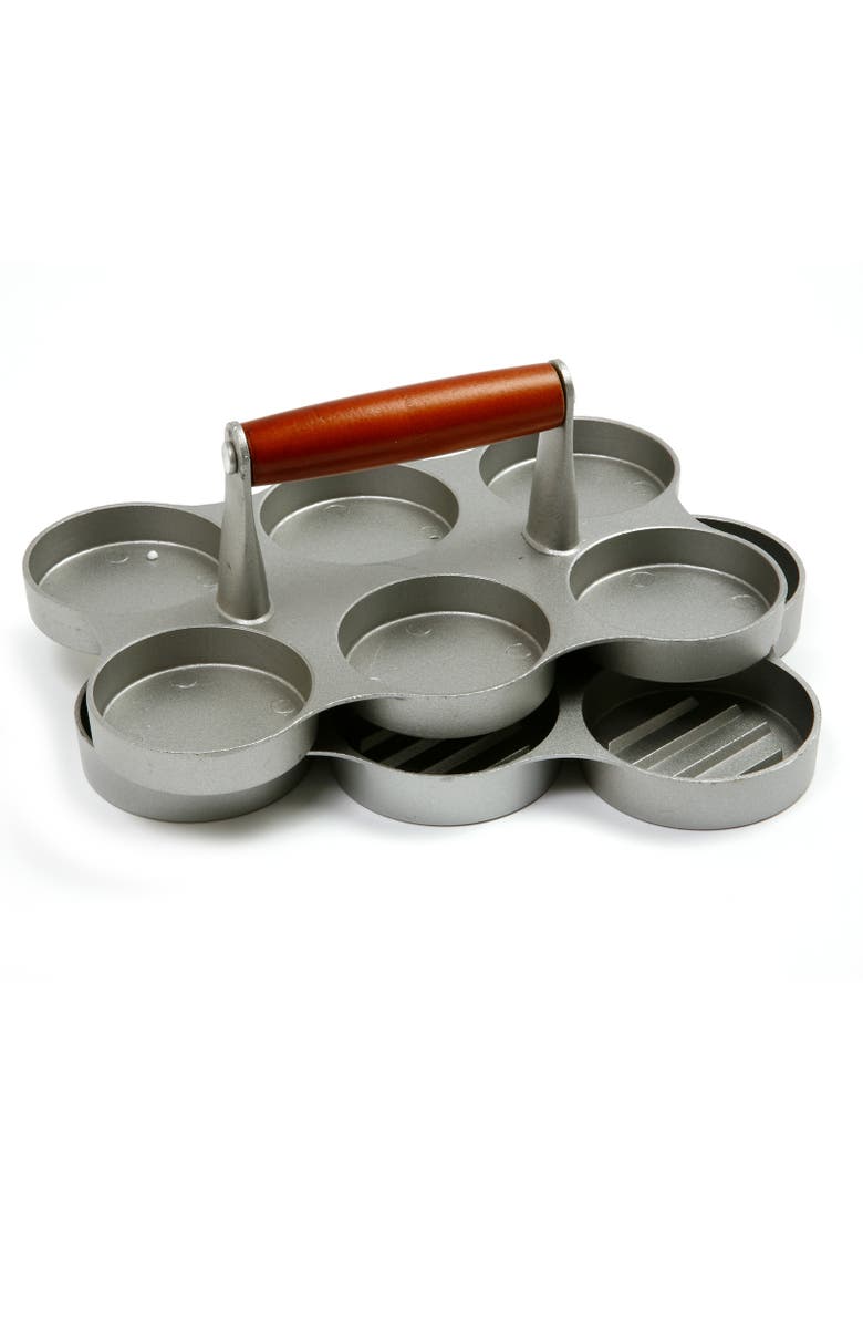 Norpro Nonstick Cast Aluminum Mini Burger Press, Makes 6 Sliders, Main, color, Silver