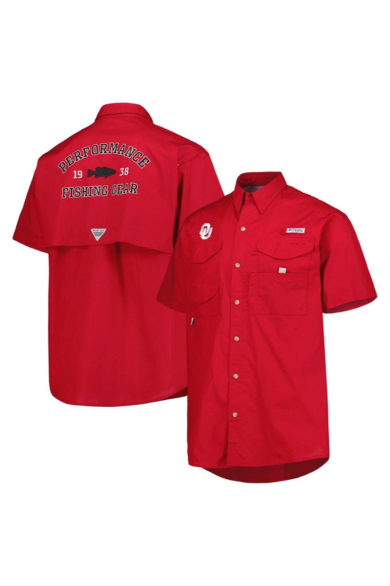 Men's Columbia Crimson Oklahoma Sooners Bonehead Button-Up Shirt, Main, color, Crimson