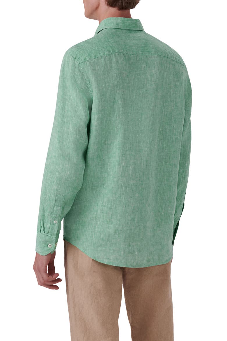 Axel Linen Button-Up Shirt, Alternate, color, JADE