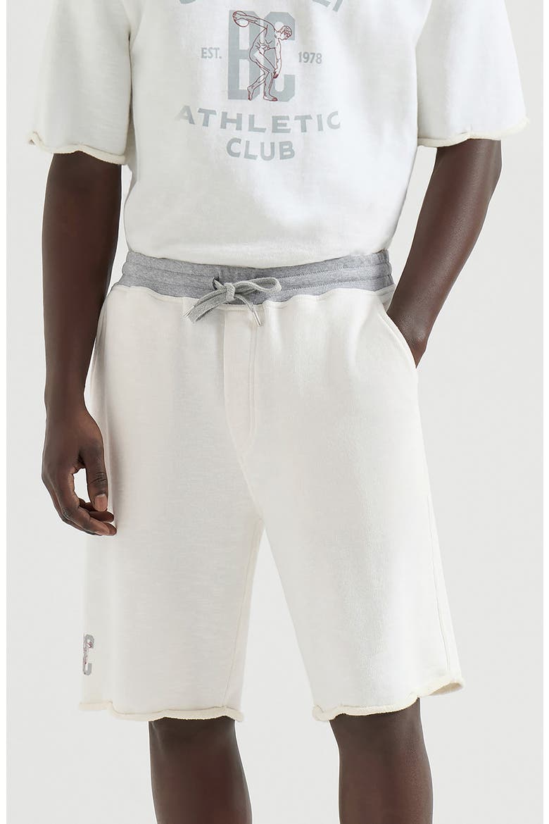 Cotton and linen mélange French terry Bermuda shorts with logo, Main, color, Panama