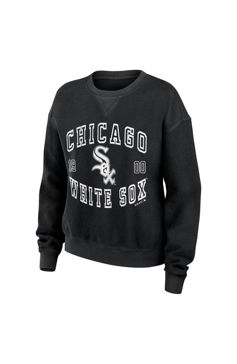 WEAR by Erin Andrews Women's WEAR by Erin Andrews Black Chicago White Sox Vintage Cord Pullover Sweatshirt, Alternate, color, 