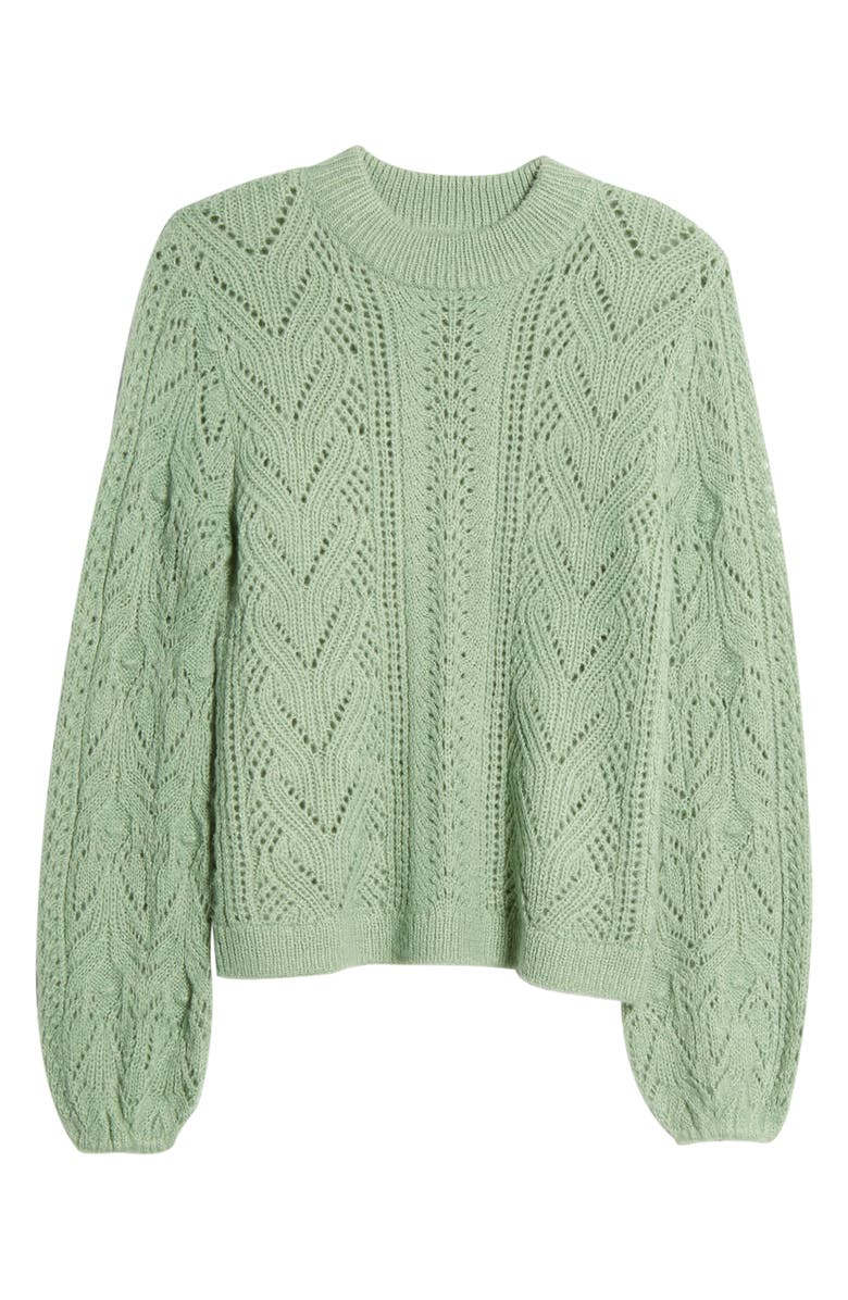 Leith Cozy Pointelle Blouson Sleeve Sweater, Alternate, color,