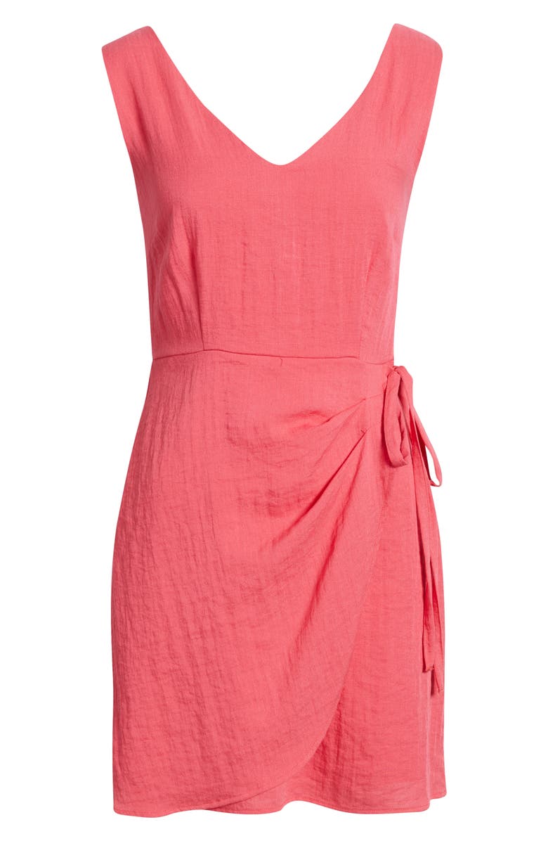 Sam Edelman Sleeveless Faux Wrap Minidress, Alternate, color, Watermelon