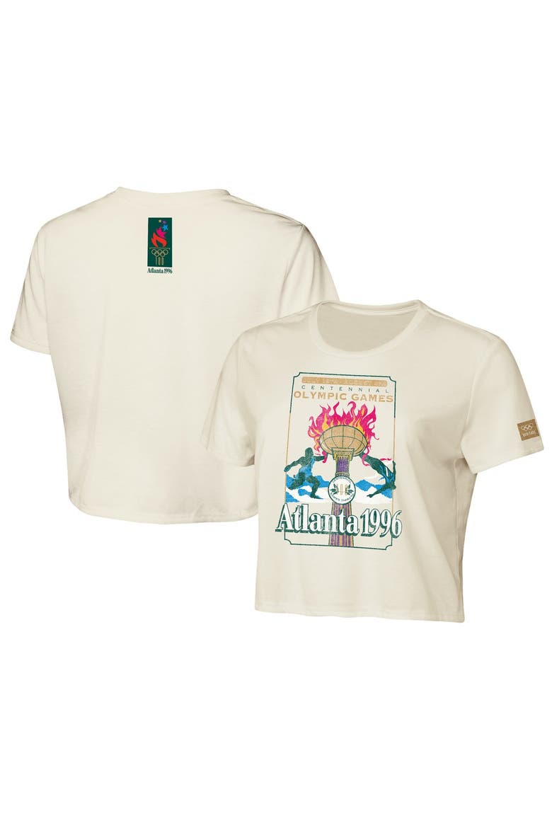 Women's Outerstuff Cream Atlanta 1996 Summer Olympics Centennial Vibe Cropped T-Shirt, Main, color, Cream