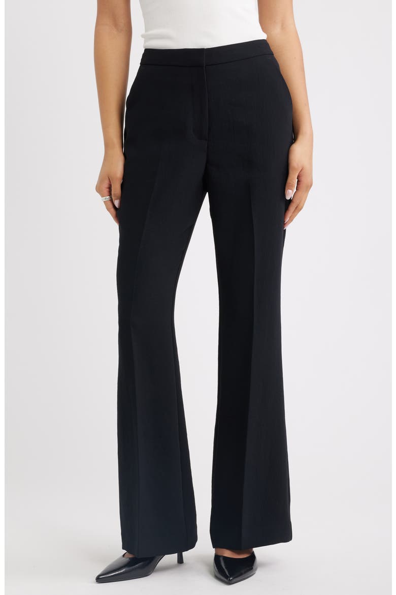 Curator Crepe Flare Leg Trousers, Main, color, BLACK