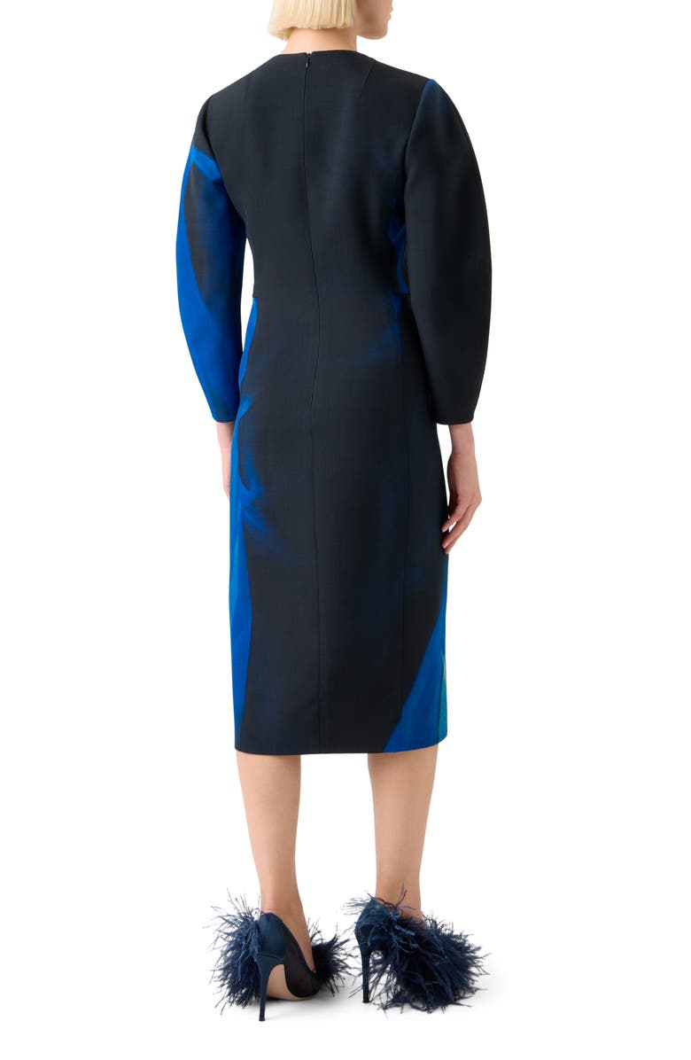Akris Cyanotype Wool & Silk Shift Dress, Alternate, color, Navy-Royal