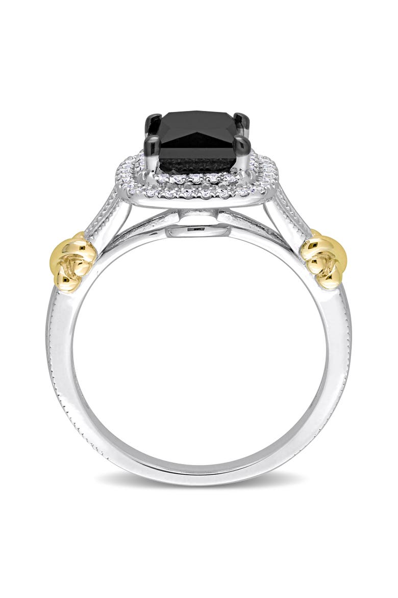 Black & White Diamond Princess Halo Ring 14k, Alternate, color, Black Diamond