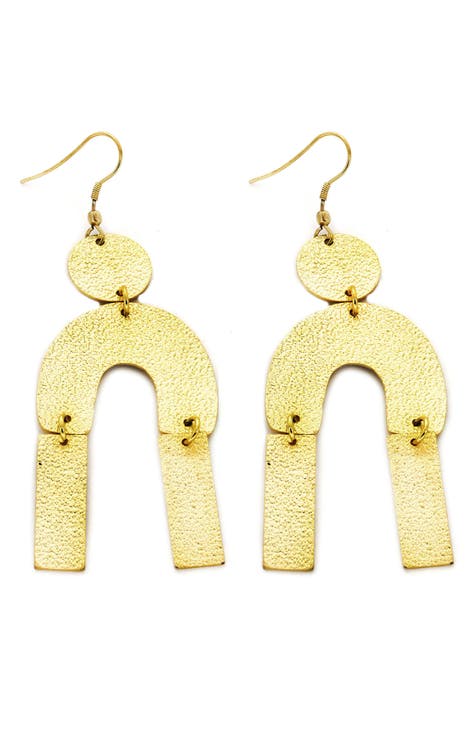 Textured Art Deco Drop Earrings