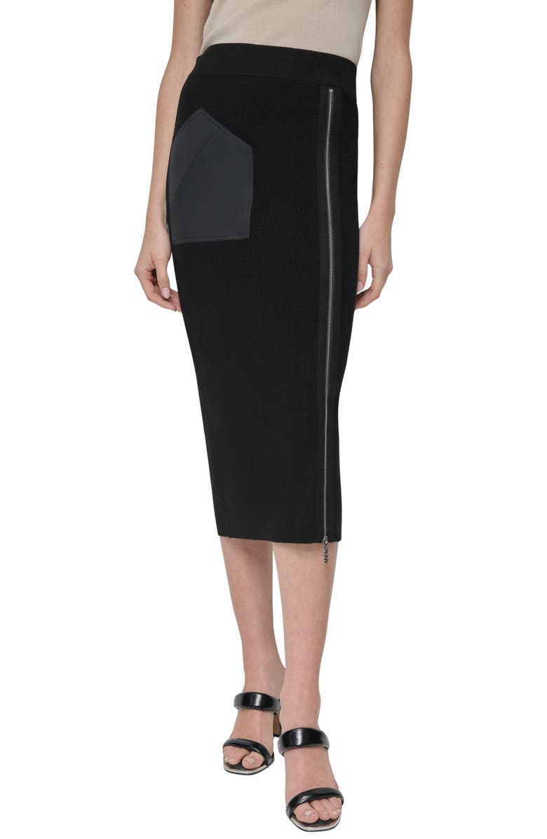 DKNY Zipper Slit Midi Sweater Skirt, Main, color,