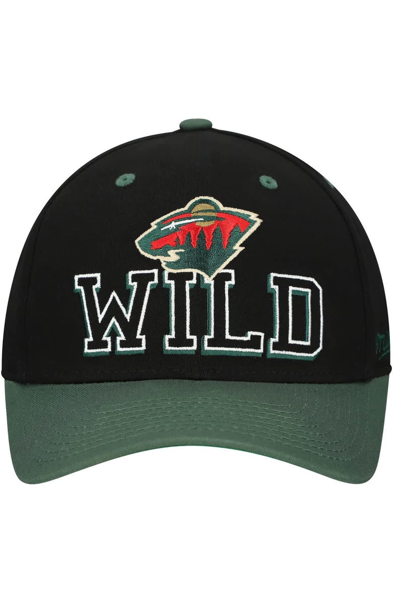 Mitchell & Ness Men's Mitchell & Ness Black/Green Minnesota Wild Backside Script 2-Tone Pro Crown Adjustable Hat, Alternate, color, Black